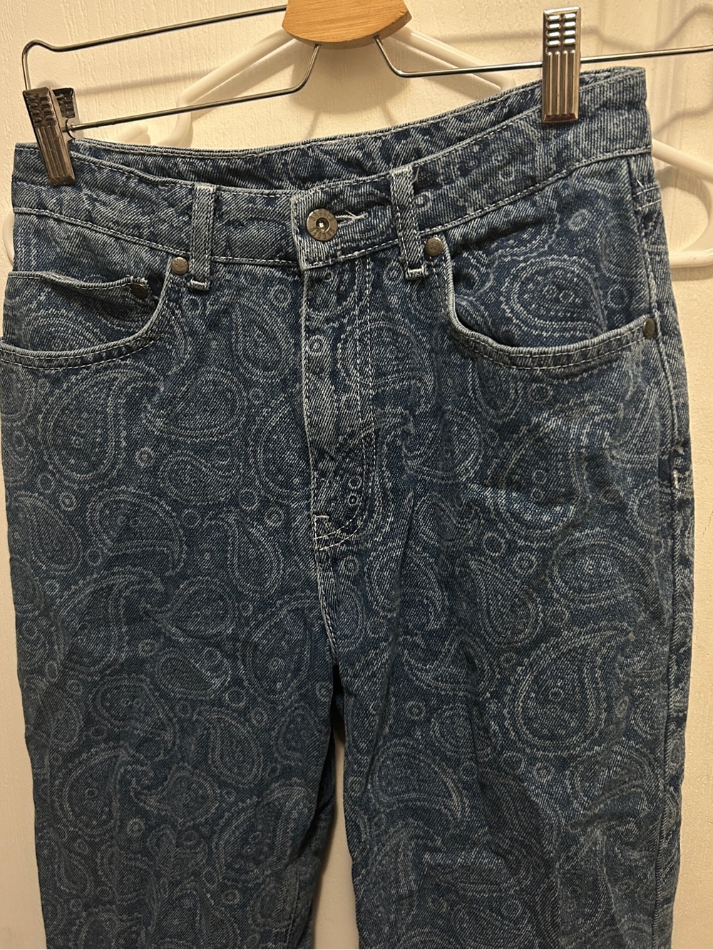 paisley print ragged priest mom jeans
